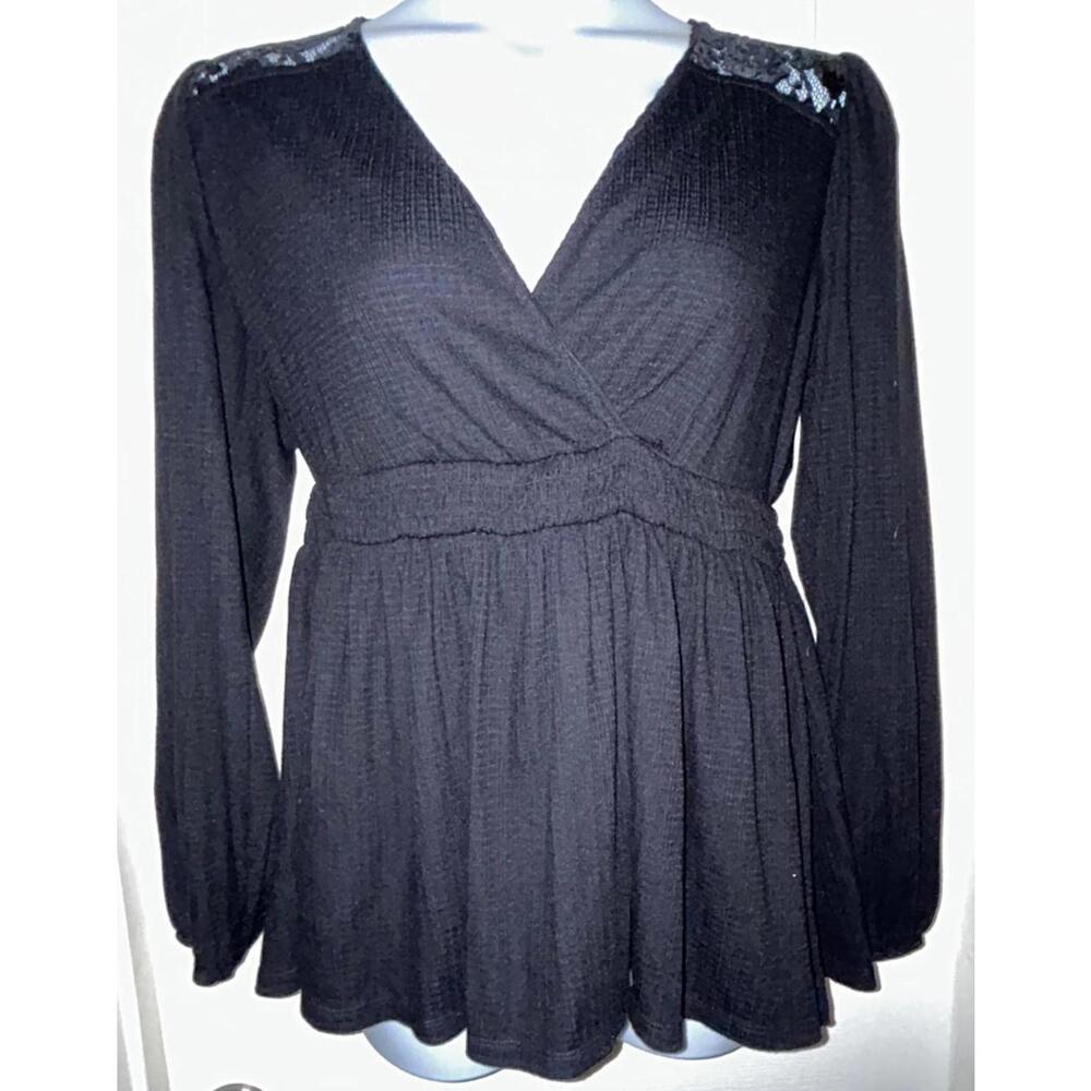 Torrid Babydoll Black Lace Detail Top Sz 0